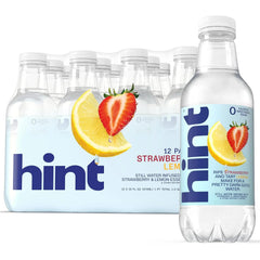 Hint Flavored Water Zero Sugar 0 Calories - Strawberry Lemon (12 pack) | Crisp, refreshing water, fruit flavors. 0 calories, 0 sugar, 0 sweeteners. Hydration for wellness. Gluten-free, Kosher, Vegan