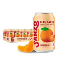 Sanzo Flavored Sparkling Water - Mandarin Orange Seltzer | 12oz, 12 Pack, Low Calorie Low Sugar, Craft Asian Drinks, Vegan Gluten Free Carbonated Flavored Water, Fizzy Healthy Drinks