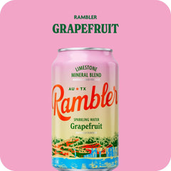 AUTX RAMBLER Grapefruit Sparkling Water, 12 Ounce (3 x 8 Pack) | Texas Limestone Mineral Blend, Calcium, Magnesium & Potassium, Crisp Carbonation, Nothing Artificial, No Sugar or Sodium