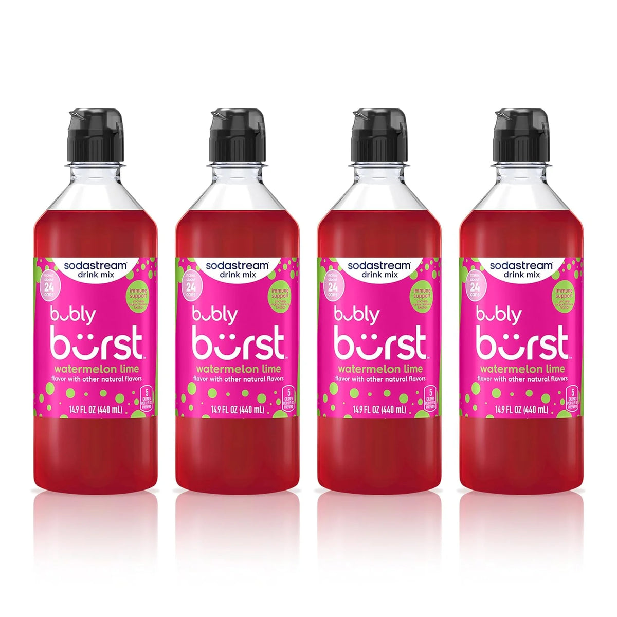 Sodastream Bubly Burst Watermelon Lime New Pour Bottle 14.9 FL OZ (Pack of 4)