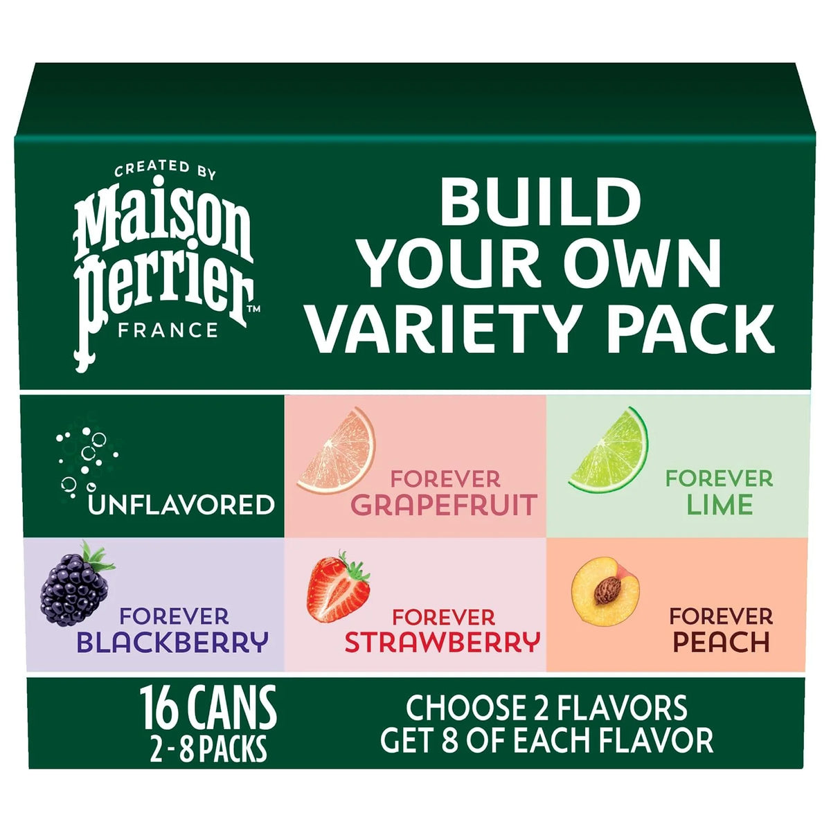 Maison Perrier Build Your Own Variety Pack, Sparkling Water, 11.15 Fl Oz Cans, 16-Pack