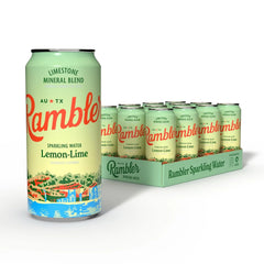 AUTX RAMBLER Lemon-Lime Sparkling Water, 16 Ounce (Pack of 12) | Texas Limestone Mineral Blend, Calcium, Magnesium & Potassium, Crisp Carbonation, Nothing Artificial, No Sugar or Sodium