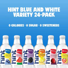 Hint Water Best Sellers Pack & Hint Water White Variety (24 Bottles), Zero Sugar, Sweeteners, and Calories, Flavors: Watermelon, Blackberry, Blueberry Lemon, Strawberry Lemon, Cherry, and Pineapple