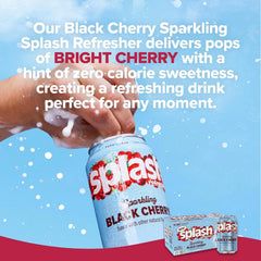 SPLASH REFRESHER Sparkling Water, Black Cherry - 8-Pack, 12 Fl Oz Cans - Flavored Carbonated Seltzer Water with Electrolytes, Zero Sugar & Zero Calories
