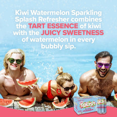 SPLASH REFRESHER Sparkling Water, Kiwi Watermelon - 8-Pack, 12 Fl Oz Cans - Flavored Carbonated Seltzer Water with Electrolytes, Zero Sugar & Zero Calories