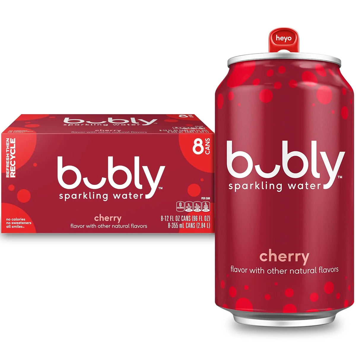 bubly Sparkling Water, Cherry, 12 Fl Oz Cans (8 Pack)
