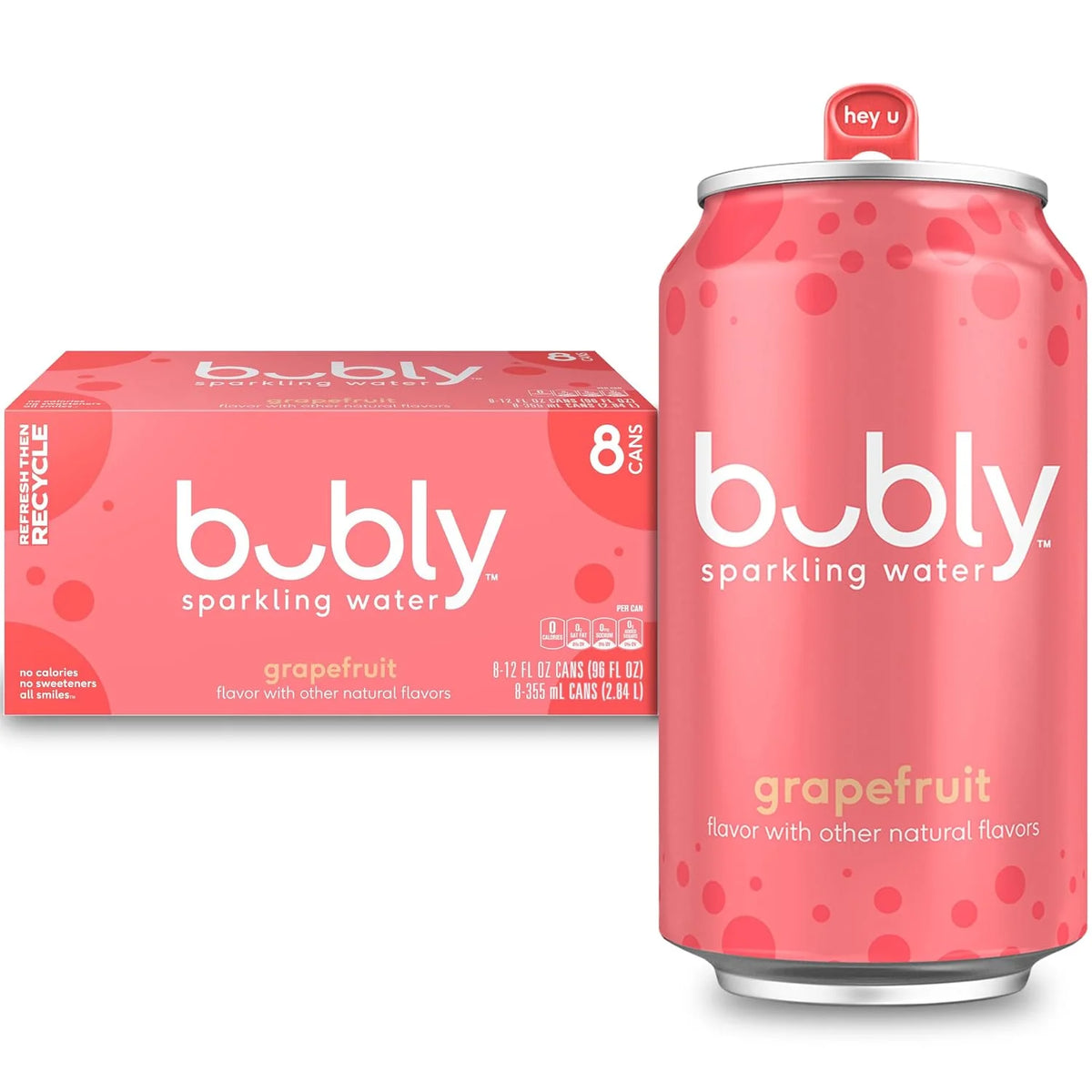 bubly Sparkling Water, Grapefruit, 12 Fl Oz Cans (8 Pack) | Zero Sugar, Zero Calories, Seltzer Water