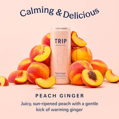 TRIP Calm Drink, Non-Alcoholic Adaptogen Mocktail Seltzer Peach Ginger 12pk