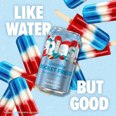 SPLASH REFRESHER Sparkling Water, Rocket Freeze - 8-Pack, 12 Fl Oz Cans - Flavored Carbonated Seltzer Water with Electrolytes, Zero Sugar & Zero Calories