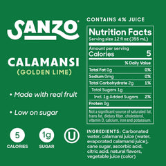 Sanzo Flavored Sparkling Water - Golden Lime Seltzer (Calamansi) | 12oz, 12 Pack, Low Calorie Low Sugar, Craft Asian Drinks, Vegan Gluten Free Carbonated Flavored Water, Fizzy Healthy Drinks