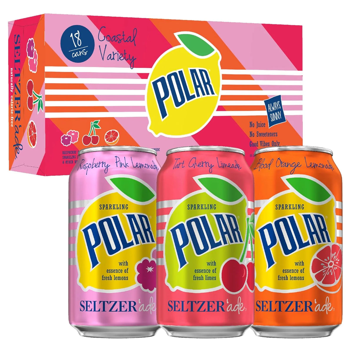 Polar Seltzer'ade Coastal Variety Pack, 12 fl oz cans, 18 pack