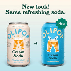 OLIPOP 6g Fiber Prebiotic Soda, Cream Soda, 12 fl oz, 12 Pack | Shelf Stable Prebiotic Soda, 6g Fiber, 2g Sugar, Digestive Health Support, Prebiotics & Botanicals, Gluten Free, Non GMO