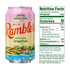 AUTX RAMBLER Grapefruit Sparkling Water, 12 Ounce (3 x 8 Pack) | Texas Limestone Mineral Blend, Calcium, Magnesium & Potassium, Crisp Carbonation, Nothing Artificial, No Sugar or Sodium