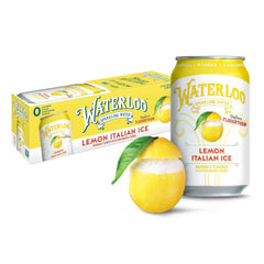 Waterloo Sparkling Water, Lemon Italian Ice, 12 Fl Oz Cans (Pack of 12) | Naturally Flavored, Zero Calories and Zero Sugar or Sweeteners