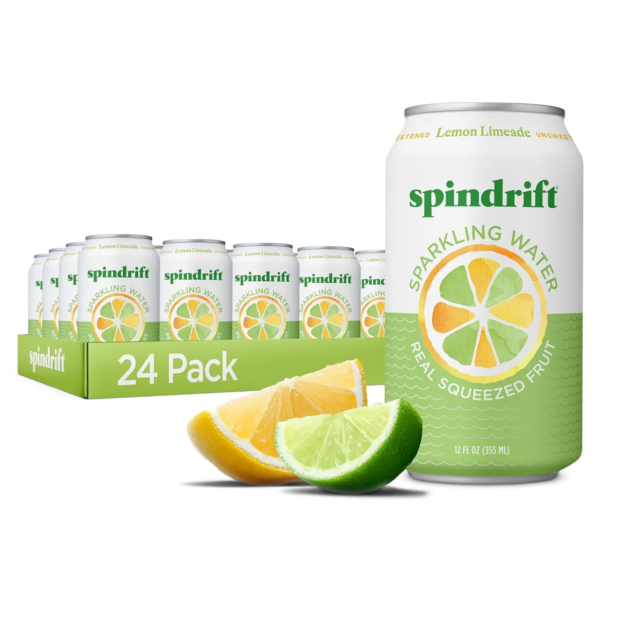 Spindrift Lemon Limeade Can 12 Ounce (Pack of 24)