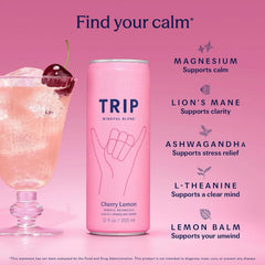 TRIP Calm Drink, Non-Alcoholic Adaptogen Mocktail Seltzer Cherry Lemon 12pk