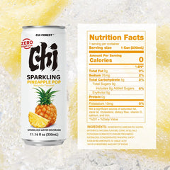 CHI FOREST Pineapple Sparkling Water Beverage, Zero Sugar Drinks, Zero Artificial Flavor, 11.16 fl oz Cans (Pack of 24)