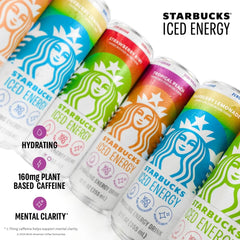 Starbucks Iced Energy, Strawberry Kiwi, Zero Sugar Energy Drink, Plant Based Caffeine, Hydration, Mental Clarity, 12 Fl Oz Cans (Pack of 12)
