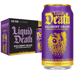 Liquid Death Soda-Flavored Sparkling Water - Killbert Grape, Less Sugar*, Huge Flavor, No Caffeine, No Artificial Sweeteners, 12 Fl Oz (Pack of 12)