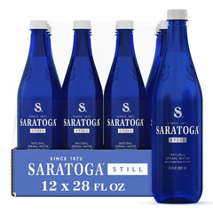 Saratoga Spring Water Bottles, 12 Pack – Still Bottled Water – Recycled PET Plastic Bottles – 28 Fl Oz