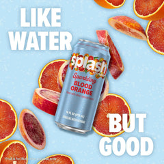 SPLASH REFRESHER Sparkling Water, Blood Orange - 12-Pack, 16 Fl Oz Cans - Flavored Carbonated Seltzer Water with Electrolytes, Zero Sugar & Zero Calories