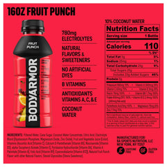 BODYARMOR Sports Drink, Fruit Punch, Electrolyte Drink Hydration, 16 Fl Oz Bottles (6 Pack), Flavored Coconut Water with B Vitamins & Antioxidants