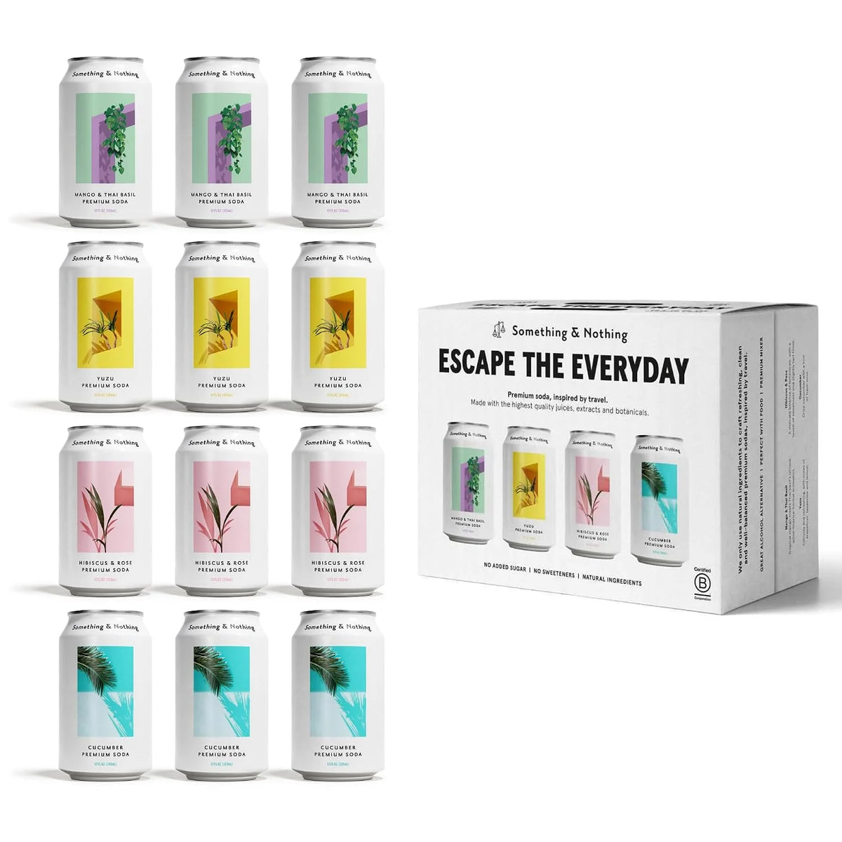 Something & Nothing Flavored Sparkling Water, Variety Pack, 12 Oz, 12-Pack