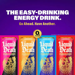 Liquid Death Sparkling Energy - Tropical Terror (Classic Piña Colada), Zero Sugar Energy Drink, Unextreme Caffeine 100mg, Essential Vitamins, 12 Fl Oz (Pack of 12)