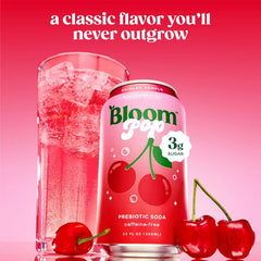 Bloom Pop Prebiotic Soda 12 Pack, Shirley Temple Flavor, 12oz Cans | Prebiotic Soda for Gut Health, Low Calorie Soda, No Caffeine, Healthy Soft Drink Alternative