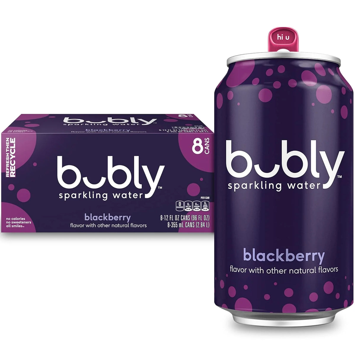 bubly Sparkling Water, Blackberry, 12 Fl Oz Cans (8 Pack) | Zero Sugar, Zero Calories, Seltzer Water