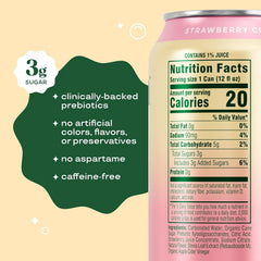Bloom Pop Prebiotic Soda 12 Pack, Strawberry Cream Flavor, 12oz Cans | Prebiotic Soda for Gut Health, Low Calorie Soda, No Caffeine, Healthy Soft Drink Alternative