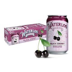 Waterloo Sparkling Water, Black Cherry, 12 Fl Oz Cans (Pack of 12) | Naturally Flavored, Zero Calories and Zero Sugar or Sweeteners