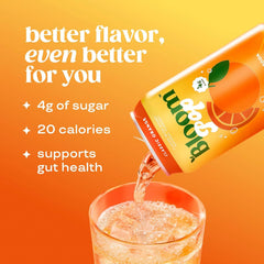 Bloom Pop Prebiotic Soda 12 Pack, Classic Orange Flavor, 12oz Cans | Prebiotic Soda for Gut Health, Low Calorie Soda, No Caffeine, Healthy Soft Drink Alternative