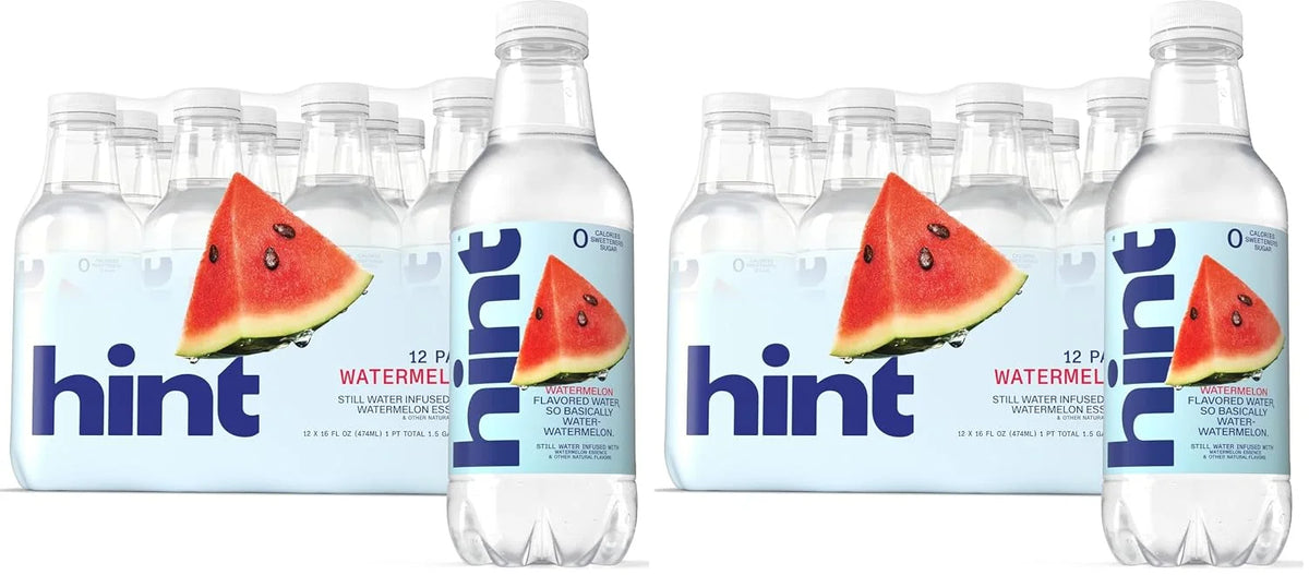 Hint Fruit-Infused Bottled Water, Watermelon - Sugar Free Flavored Water with Zero Calories, Naturally Flavored, and No Artificial Sweeteners - 16 Fl Oz (Pack of 24)