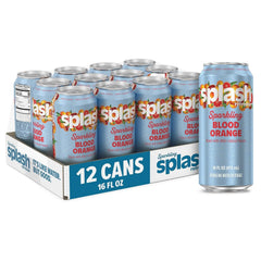 SPLASH REFRESHER Sparkling Water, Blood Orange - 12-Pack, 16 Fl Oz Cans - Flavored Carbonated Seltzer Water with Electrolytes, Zero Sugar & Zero Calories