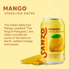 Sanzo Flavored Sparkling Water - Mango Seltzer | 12oz, 12 Pack, Low Calorie Low Sugar, Craft Asian Drinks, Vegan Gluten Free Carbonated Flavored Water, Fizzy Healthy Drinks