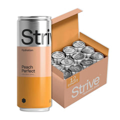 Strive Soda Peach Perfect - Sparkling Hydration Soda with Electrolytes & Organic Honey - Peach & Lemon Naturally Sweetened Drink - No Artificial Sweeteners or Preservatives - 12 Pack Cans