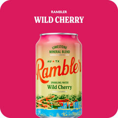 AUTX RAMBLER Wild Cherry Sparkling Water, 12 Ounce (Pack of 12) | Texas Limestone Mineral Blend, Calcium, Magnesium & Potassium, Crisp Carbonation, Nothing Artificial, No Sugar or Sodium