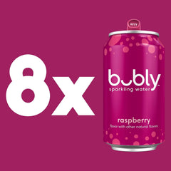 bubly Sparkling Water, Raspberry, 12 Fl Oz Cans (8 Pack) | Zero Sugar, Zero Calories, Seltzer Water