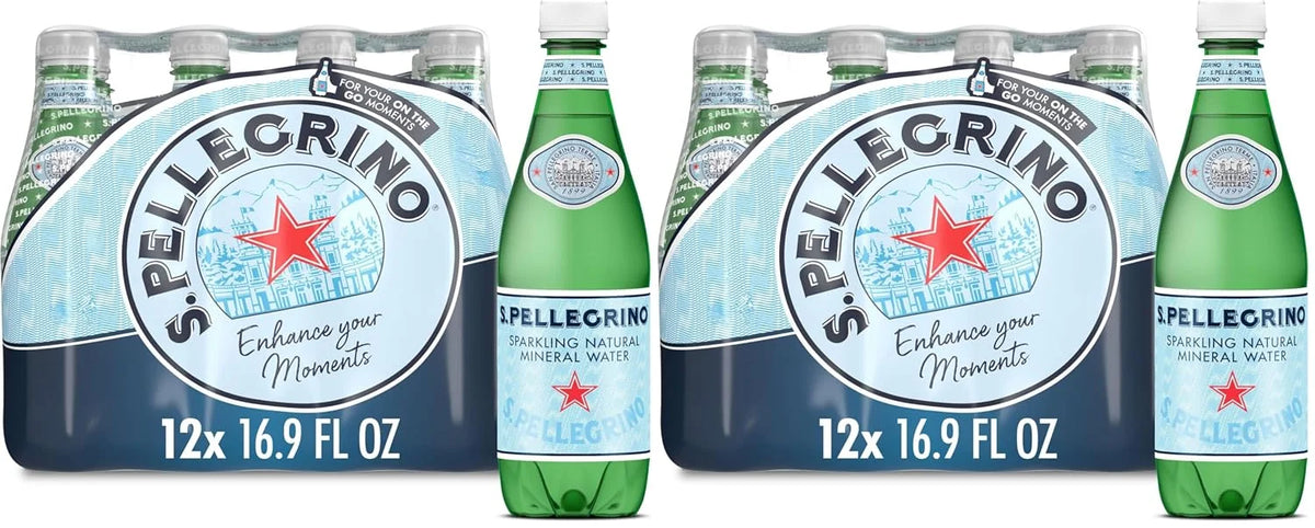 S.Pellegrino Sparkling Natural Mineral Water, Plastic Bottles, 16.9 Fl Oz (Pack of 24)