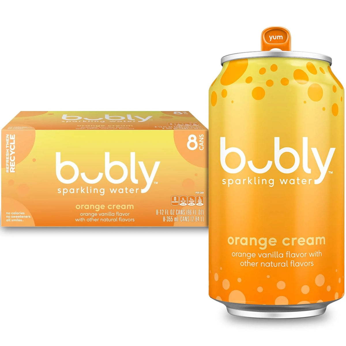 bubly Sparkling Water, Orange Creamsicle, 12 Fl Oz Cans (8 Pack)