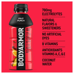BODYARMOR Sports Drink, Fruit Punch, Electrolyte Drink Hydration, 16 Fl Oz Bottles (6 Pack), Flavored Coconut Water with B Vitamins & Antioxidants