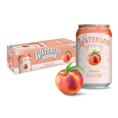 Waterloo Sparkling Water, Peach, 12 Fl Oz Cans (Pack of 12) | Naturally Flavored, Zero Calories and Zero Sugar or Sweeteners