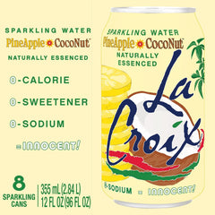 LaCroix Sparkling Water | Pineapple Coconut Flavor | 8-Pack | Naturally Essenced, Zero Calorie, Sodium Free | 12 Fl Oz Cans
