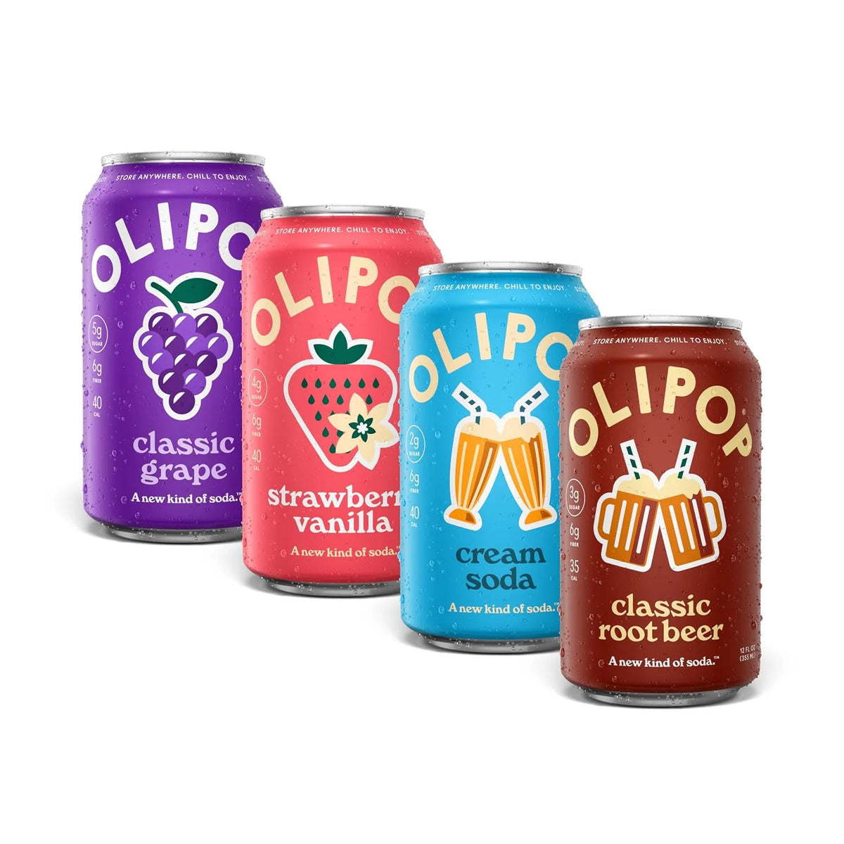 OLIPOP 6g Fiber Prebiotic Soda, Favorites Variety, 12 fl oz, 12 Pack | Shelf Stable Prebiotic Soda, 6g Fiber, 2-5g Sugar, Digestive Health Support, Prebiotics & Botanicals, Gluten Free, Non GMO