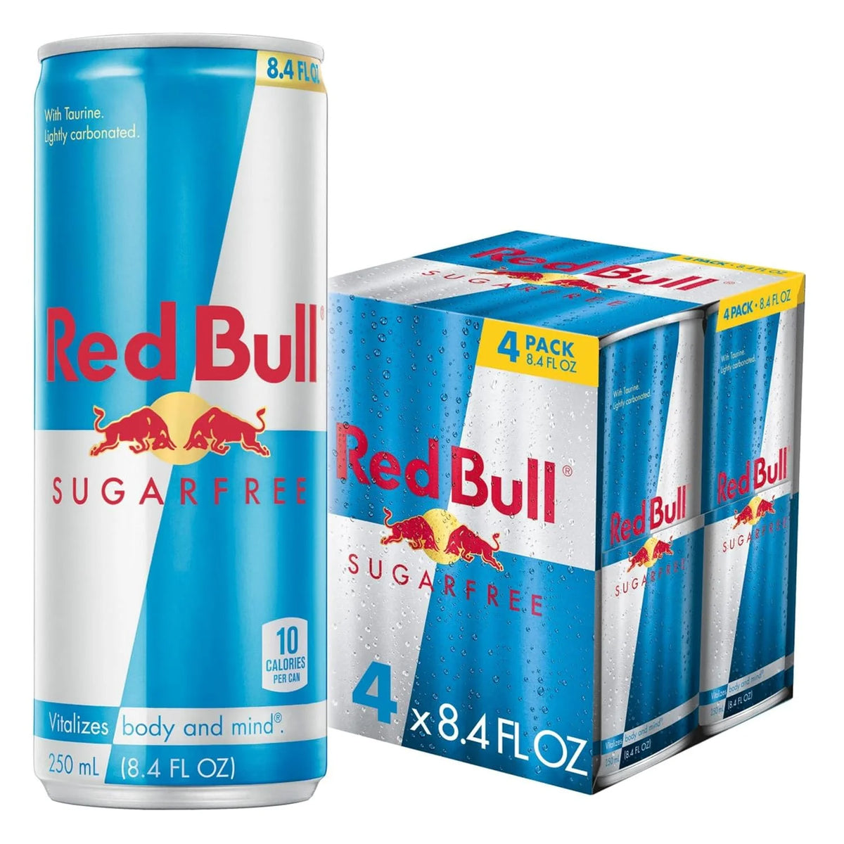 Red Bull Sugar Free Energy Drink, 8.4 Fl Oz, 4 Cans | contains caffeine, taurine, B-vitamins, sweeteners, and water, 8.4 fl oz, pack of 4 cans