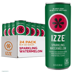 IZZE Sparkling Juice Beverage Blend, Watermelon, No Sugar Added, 8.4 FL OZ, 24 Cans