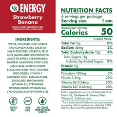 V8 Energy Strawberry Banana Juice Energy Drink, 8 fl oz Can (6 Pack)
