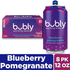 bubly Sparkling Water, Blueberry Pomegranate, 12 Fl Oz Cans (8 Pack)