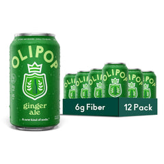 OLIPOP 6g Fiber Prebiotic Soda, Ginger Ale, 12 fl oz, 12 Pack | Shelf Stable Prebiotic Soda, 6g Fiber, 5g Sugar, Digestive Health Support, Prebiotics & Botanicals, Gluten Free, Non GMO